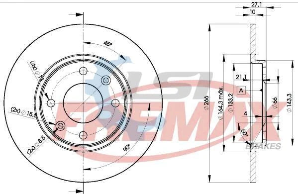 Fremax Front Disc Rotors for Peugeot 304 1.3 70-78