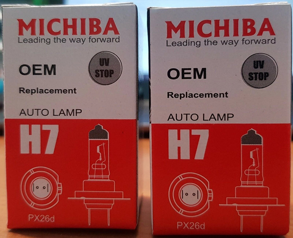 H7 Halogen Headlight PX26D High Low Beam Globe Bulb 12V 100W Michiba x 2pc