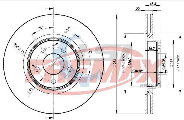 Fremax Front Disc Rotors for Alfa Romeo 147 1.6 1.9 2.0 01-11 Not Ducati Corse