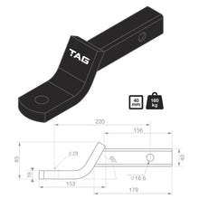 Load image into Gallery viewer, TAG Tow Ball Mount - 220mm Long, 135 Degree Face, 40mm Square Hitch L4040
