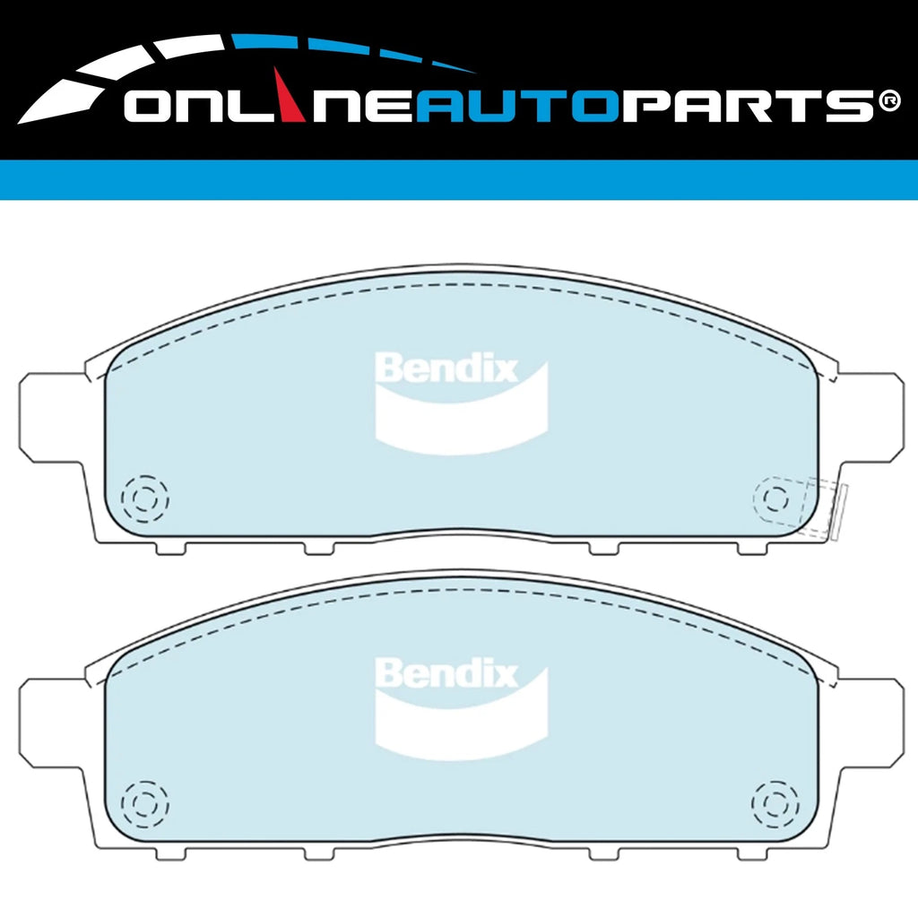 Front Slotted & Dimpled Disc Brake Rotors + Bendix 4WD Pads for Triton ML MN MQ