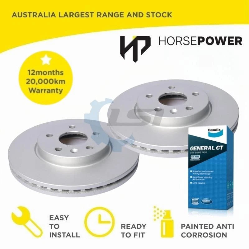 Front Bendix Brake Pads and Disc Rotors set for Holden Barina TM 2011-2017