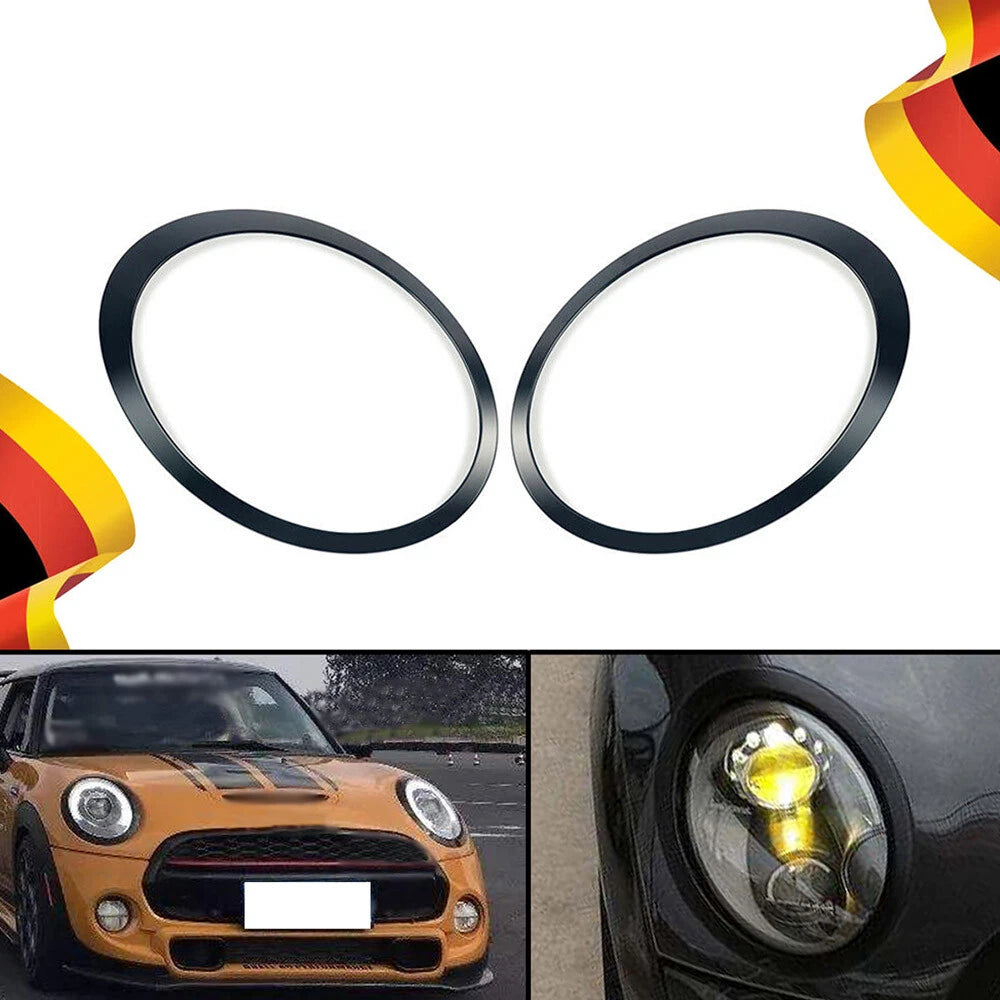 Pair Gloss Black Headlight Trim Ring Fit For Mini Cooper R55 R56 R57 2007-2015