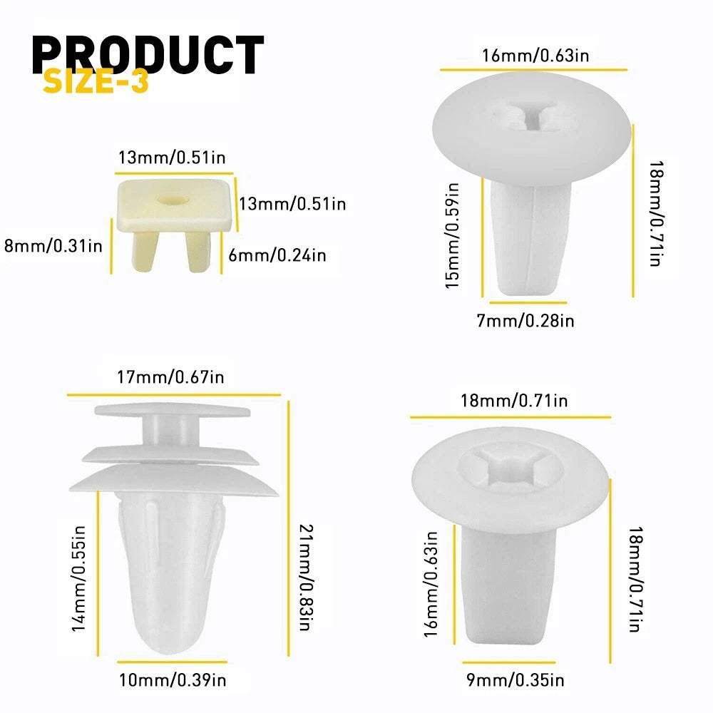 146x Car Body Trim Clips Kit Retainer Bumper Auto Panel Push Plastic Fastener