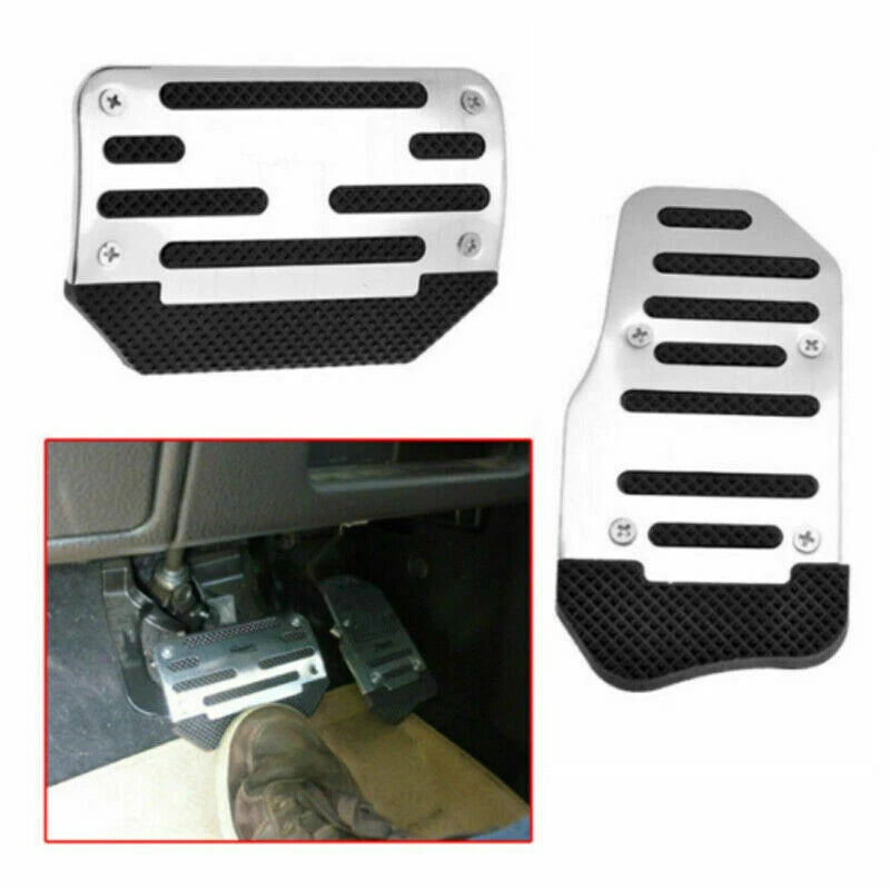 2x Silver Non-Slip Automatic Car Gas Brake Pedals Pad Cover Car Accessories ST