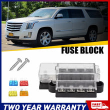 Load image into Gallery viewer, 4 Gang Fuse Box Positive Block 12v 24v Terminal Holder Circuit Fit ATO ATC Fuses