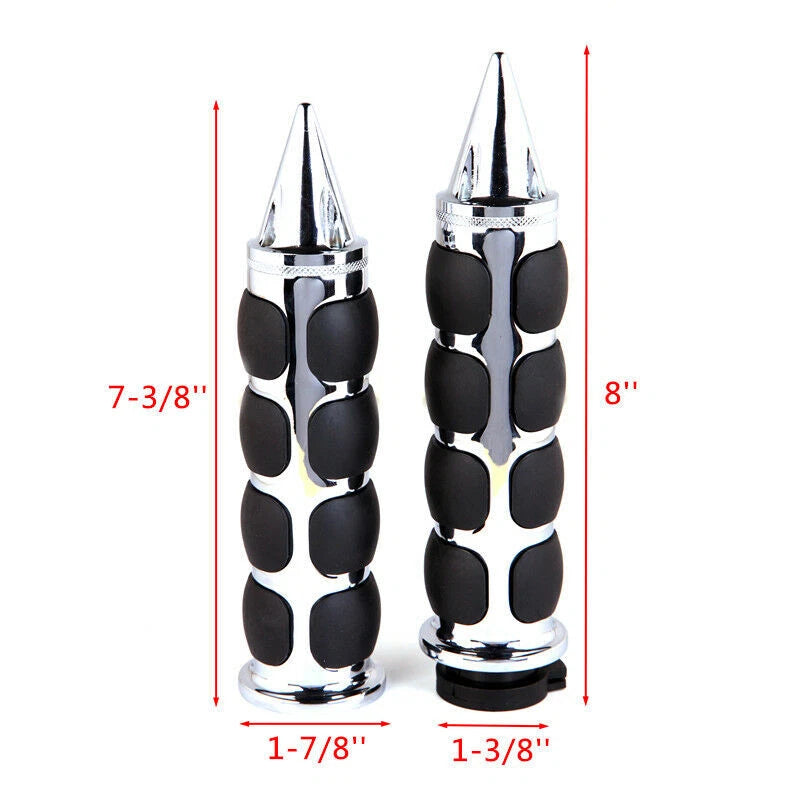 Motorcycle 1" Spike Hand Grips Handlebar Throttle Black Chrome Fit For Harley ST