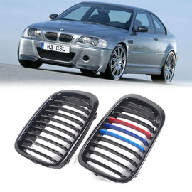 Gloss Black M Color Front Kidney Grill Grille For BMW E46 3Series 4Door 98-01 ST