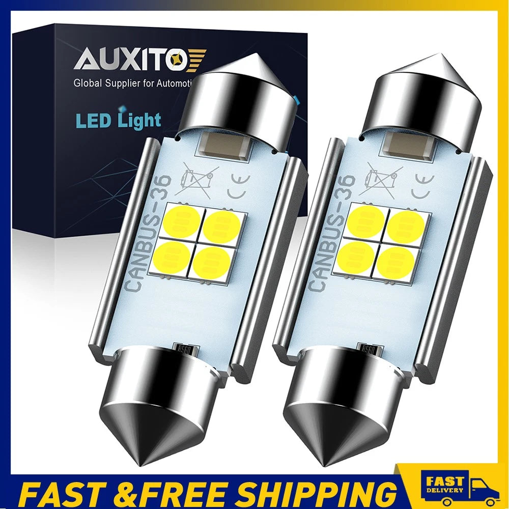 2X AUXITO CAR LED 36MM FESTOON INTERIOR LIGHT WHITE BULB WEDGE AUTO DOME GLOBE
