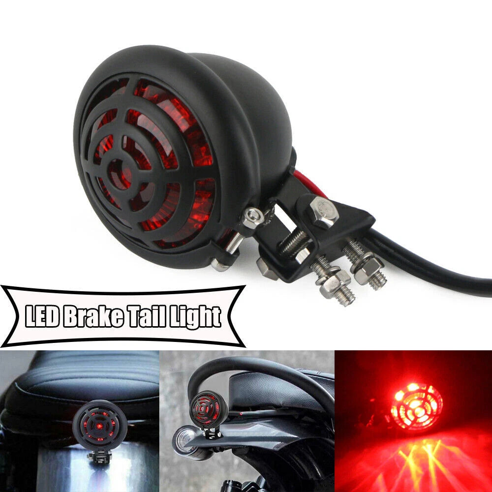 Motorcycle Black LED Rear Stop Brake Tail Light For Harley Bobber Cafe Racer ST*