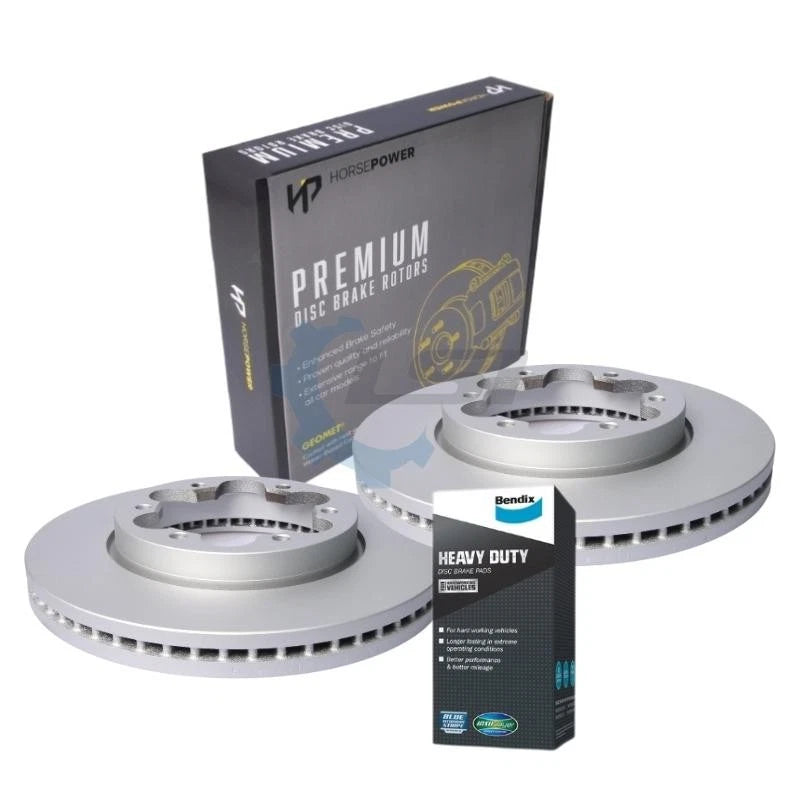 Front Bendix Heavy Duty Brake Pad Disc Rotors Set for Toyota HIACE KDH TRH 05-18
