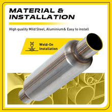 Load image into Gallery viewer, 2x Steel 2" Inch Exhaust Hotdog Resonator Muffler Glass Pack 12" Long High Flow.