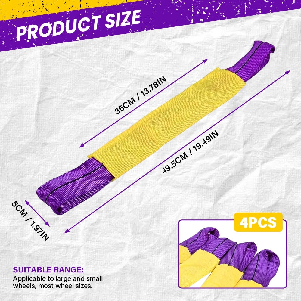 4x Wheel Tyre Link Strap Truck Trailer Car Carrying Tie Down Recovery Ratchet