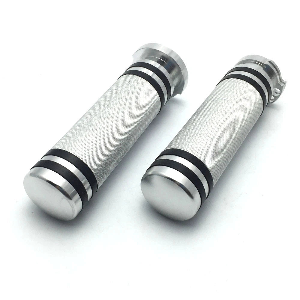 Pair 1" Motorcycle Handlebar Hand Grips Chrome Aluminum for Harley Sportster ST
