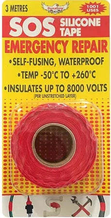 SOS Silicon tape "RED" 3 meter Roll Heat proof Water proof Air tight