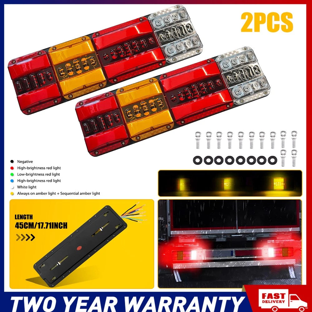 2X 244 LED Tail Lights Stop Reverse Indicator Trailer Caravan Truck Univerasl
