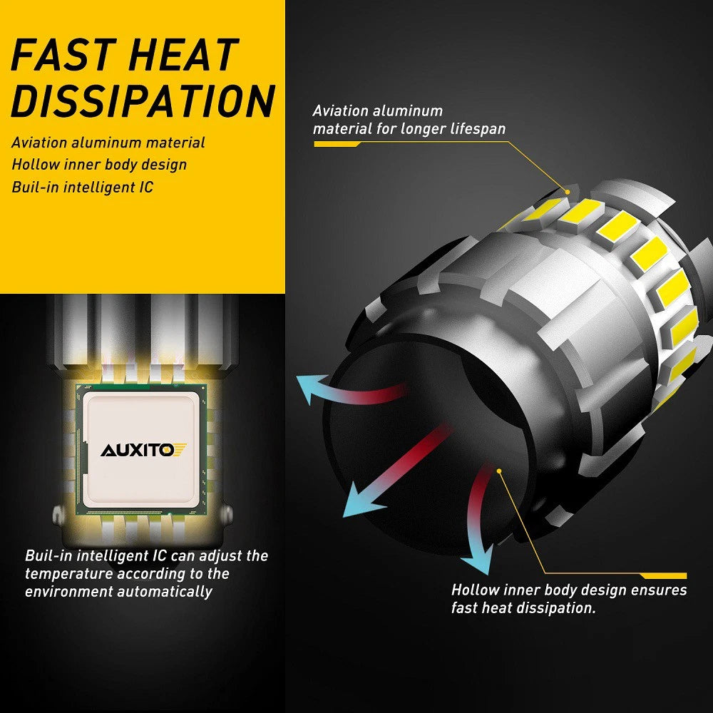 AUXITO 1156 BA15S P21W Canbus LED Reverse Stop Turn Light Bulb Globe 6500K Hot