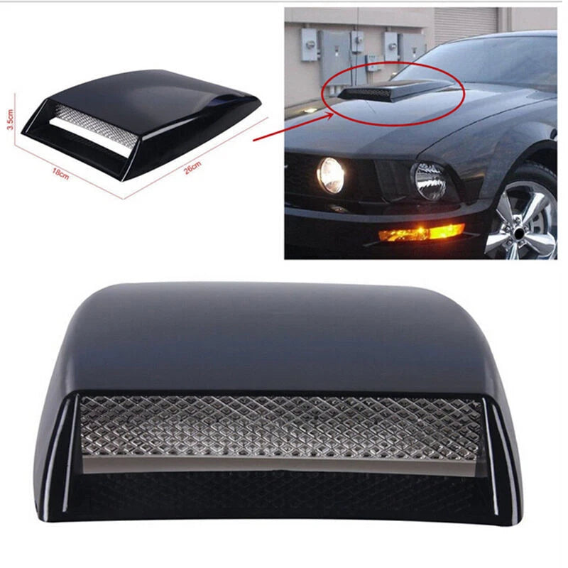 1x Universal Car decorative Air Flow Intake Scoop Bonnet Vent Cover Hood Black S