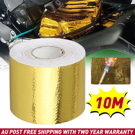 Gold Foil Heat Insulating Tape Wrap Hose Reflective Adhesive Shield 50mm X 10m