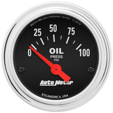 Load image into Gallery viewer, Autometer Trad Chrome 2-1/16in Oil Pressure Gauge 0-100PSI Short Sweep Electr...