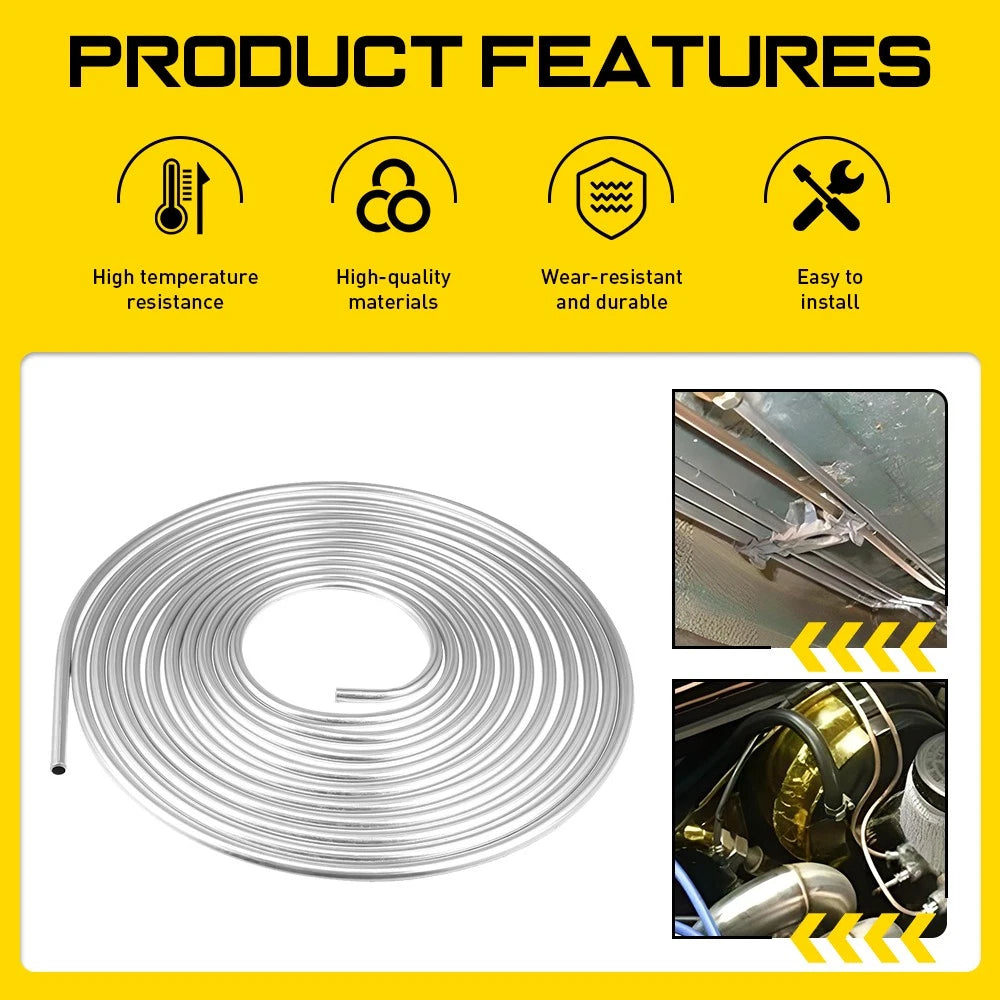 Steel Bundy Tube Brake Pipe 3/8" 20FT 7.6M Fuel Transmission Line Zinc Coated