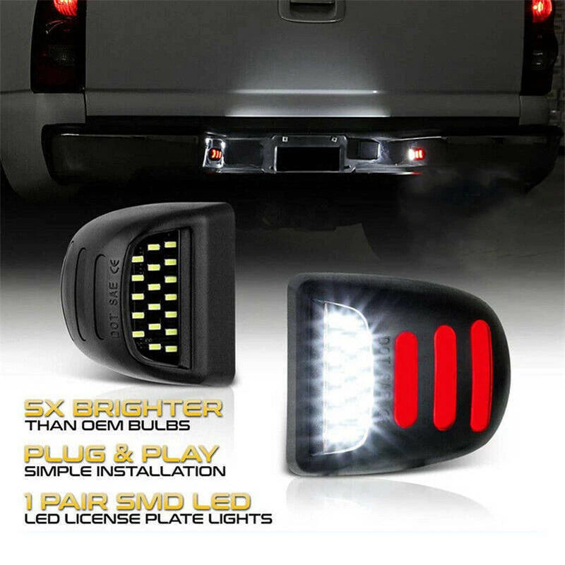 LED License Plate Light Red DRL Tube For Chevy Silverado Tahoe for Sierra 1500