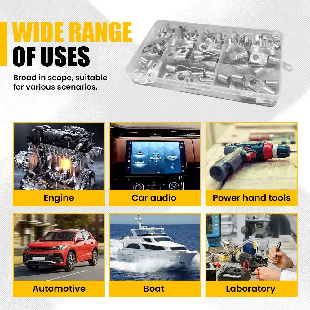240x Battery Copper Cable Lugs Crimp Ring Terminals Connectors Electrical Wire A