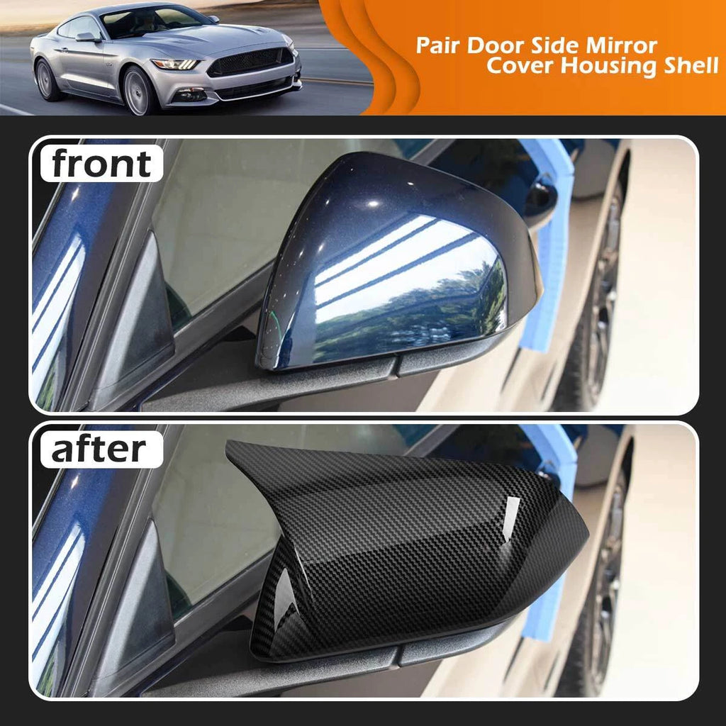 For Ford Mustang 2015-2022 Rearview Side Mirror Cover Case Carbon Fiber Look ST