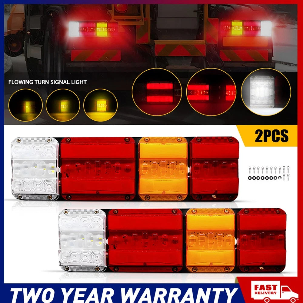2x Trailer tail lights 244 LED Stop Tail Light Kit Sequential Caravan Boat Truck