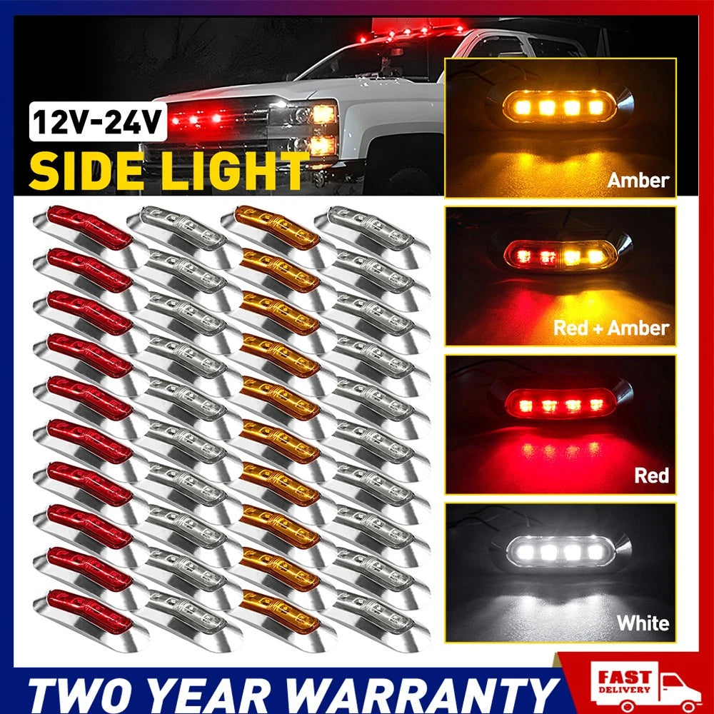 LED Clearance Lights Side Marker Red Amber White Chrome Lamp Truck Caravan NEWA