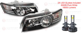 Projector Black Headlights Pair + LED Globes Holden Commodore VZ SS Calais HSV