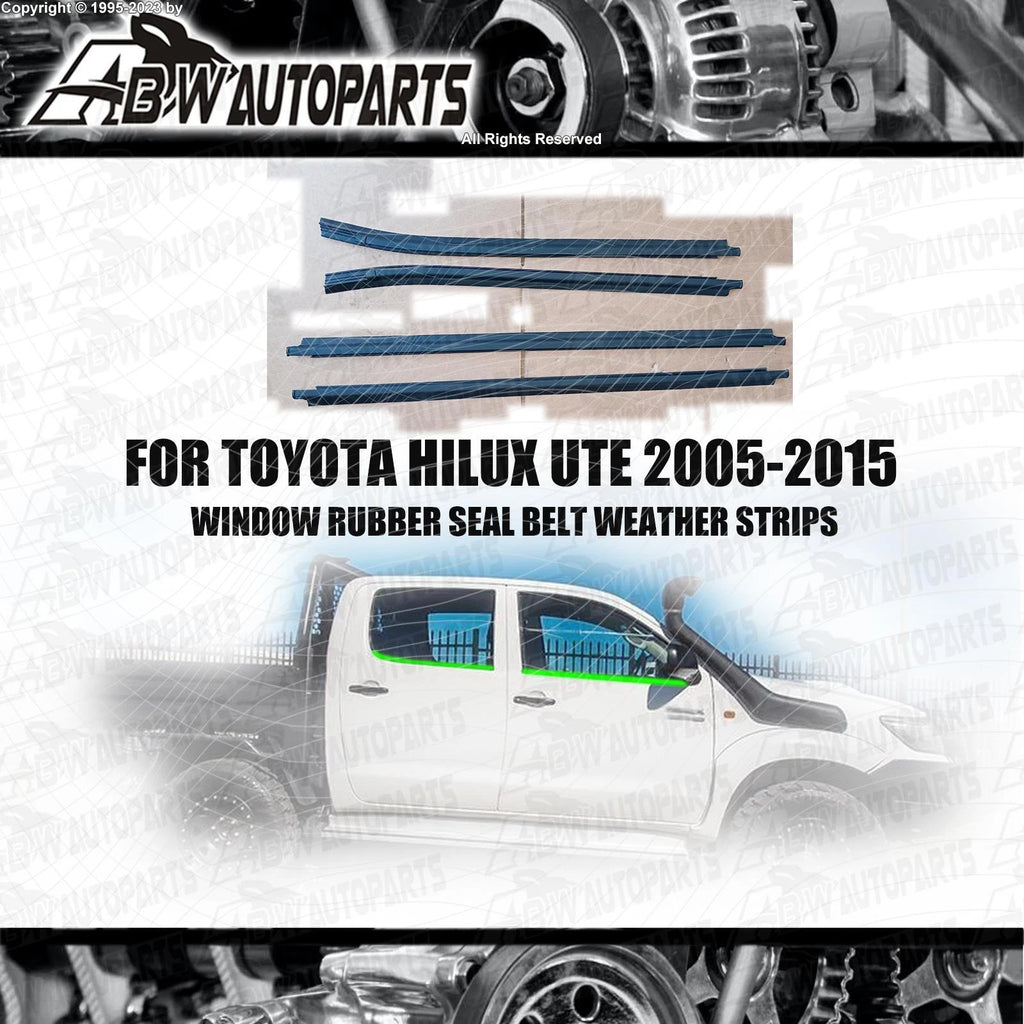 4pcs Black Outer Window Belt Mould Suits TOYOTA HILUX Double Cab SR5 2005-2015