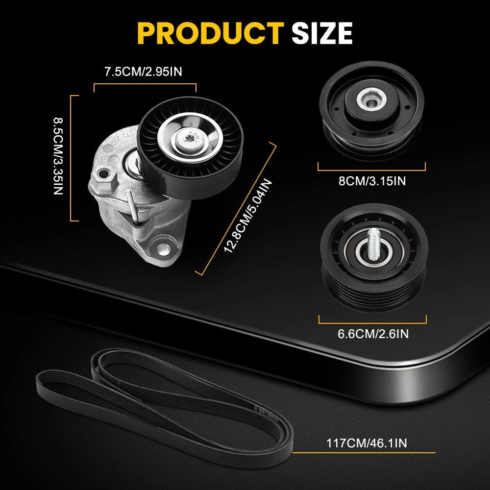 Drive Belt Tensioner Pulley Kit For Mercedes W164 W212 R171 R230 ML350 ML500