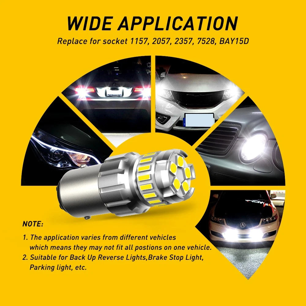 2-10x NEW BAY15D 1157 P21/5W White 23SMD LED BRAKE STOP TAIL LIGHT BULB GLOBE A
