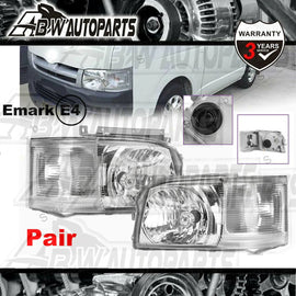 Pair of Head Light Lamp Chrome For Toyota Hiace TRH KDH Van Bus 2005~2010 LH+RH