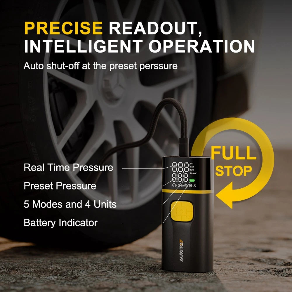 AUXITO Rechargeable Car Tire Air Inflator Portable Tyre Electric Pump Cordless