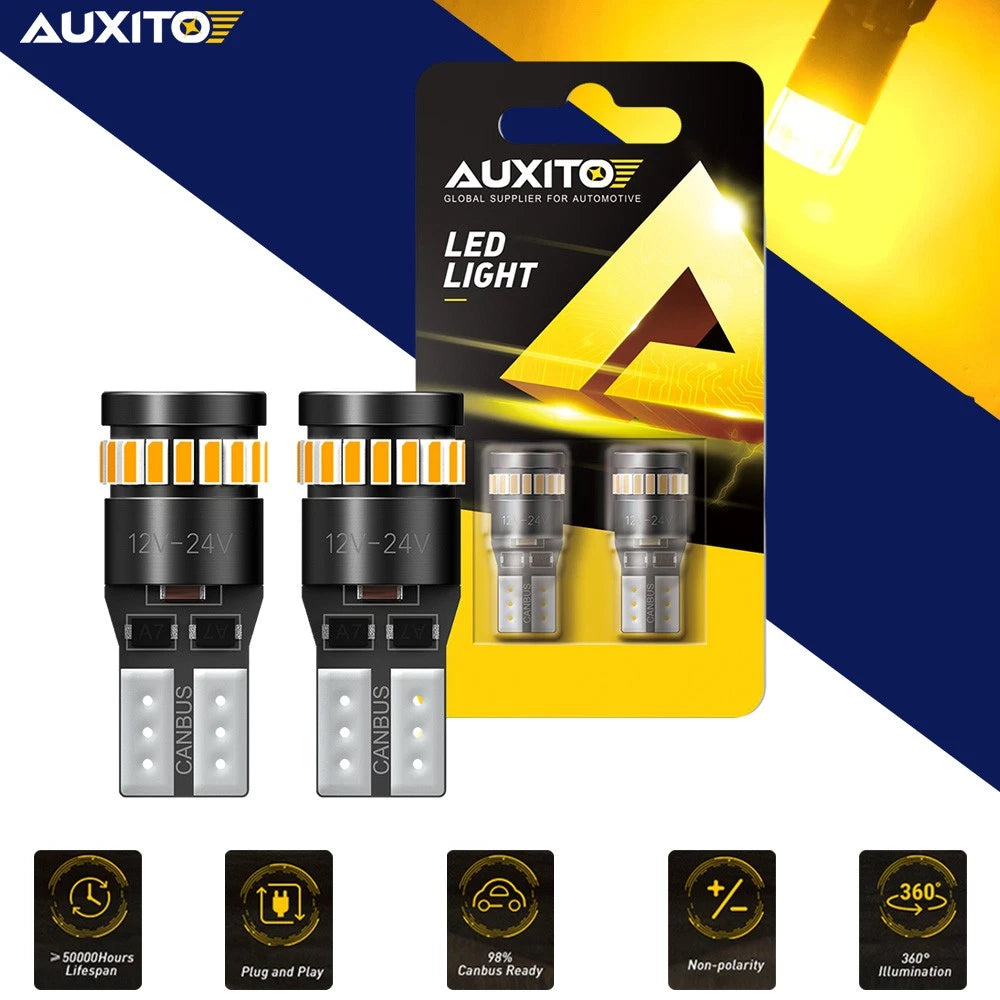 2X T10 W5W LED Bulbs Turn Amber/Orange Side Globes Bulb Wedge Indicator Signal