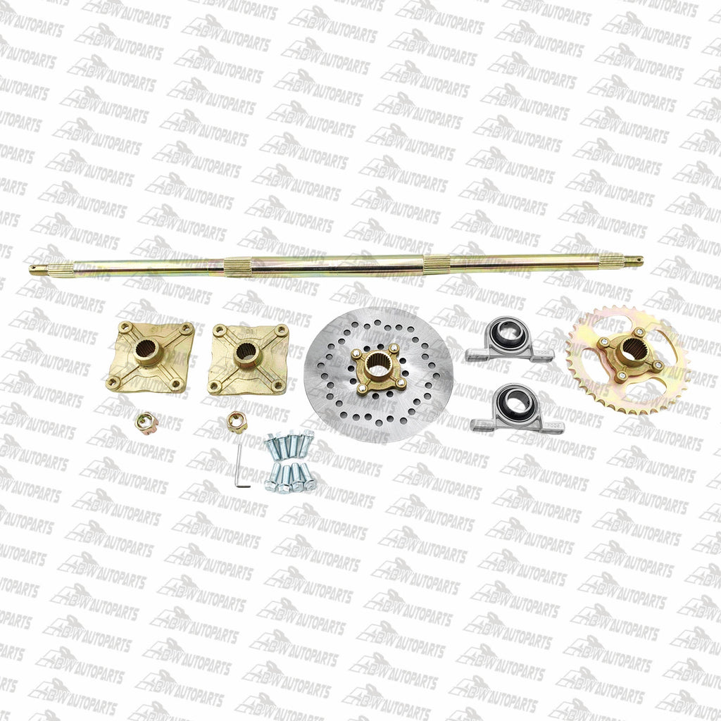 Fits DIY Go Kart ATV Drift Trike Rear Axle Kit Brake Rotor Sprocket Hub 810mm