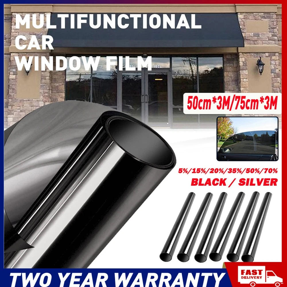 5/15/25/35% Window Tint Film VLT Black Roll Car Home House 75cmX3m Tinting Tools