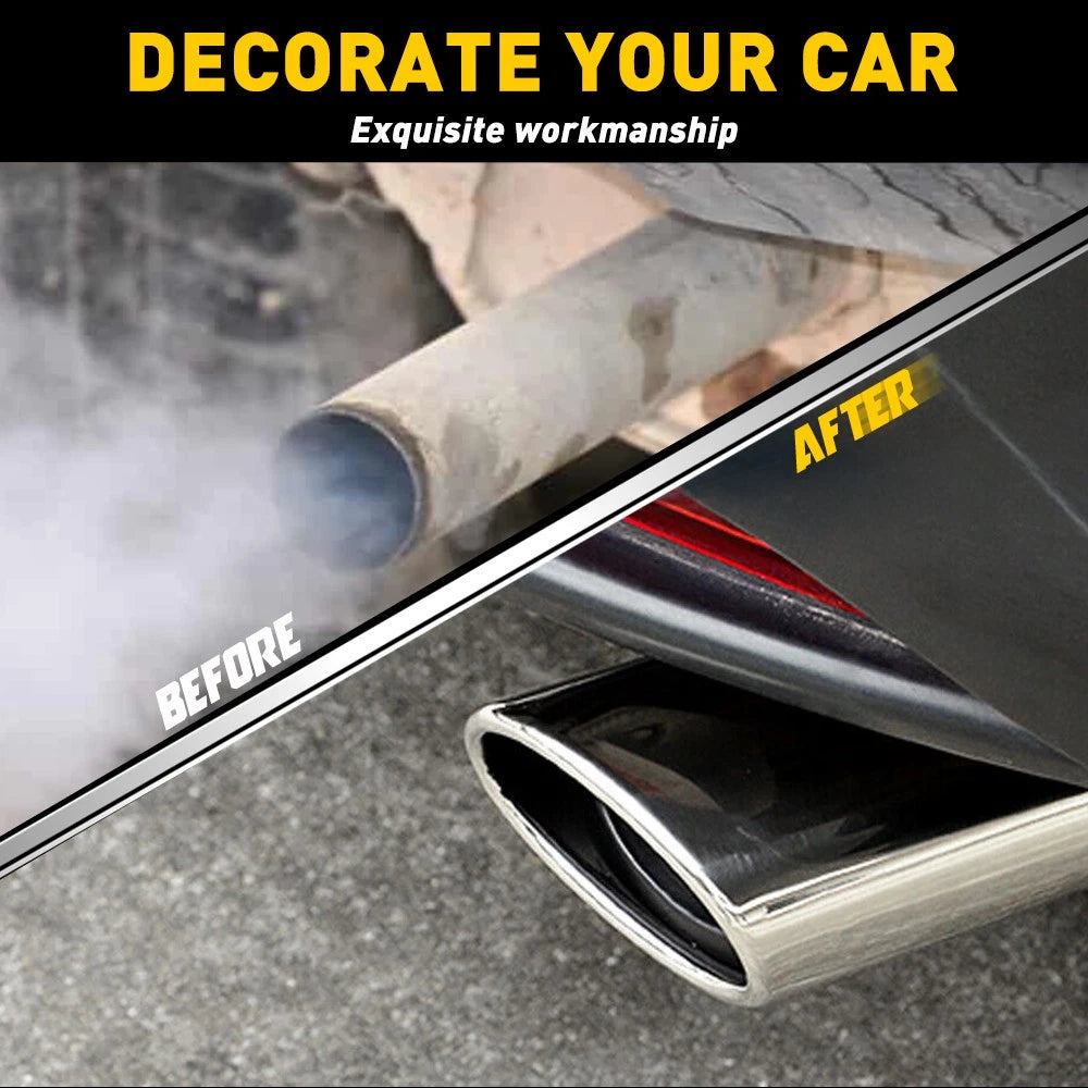 Stainless Steel Exhaust Trim Tip Muffler Chrome Tail Car Van Universal Stright