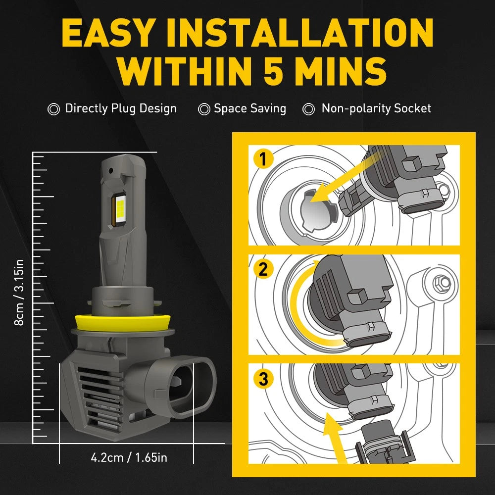 AUXITO Super Bright H11 LED Headlight 22000LM Kit Low Beam Bulb 6500K 120W White