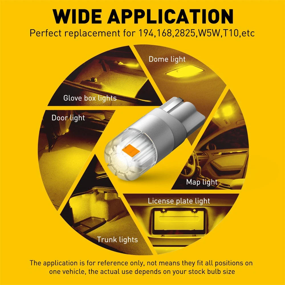 AUXITO T10 LED Bulb Amber/Orange Turn Globes Side Wedge Indicator Bulb Signal