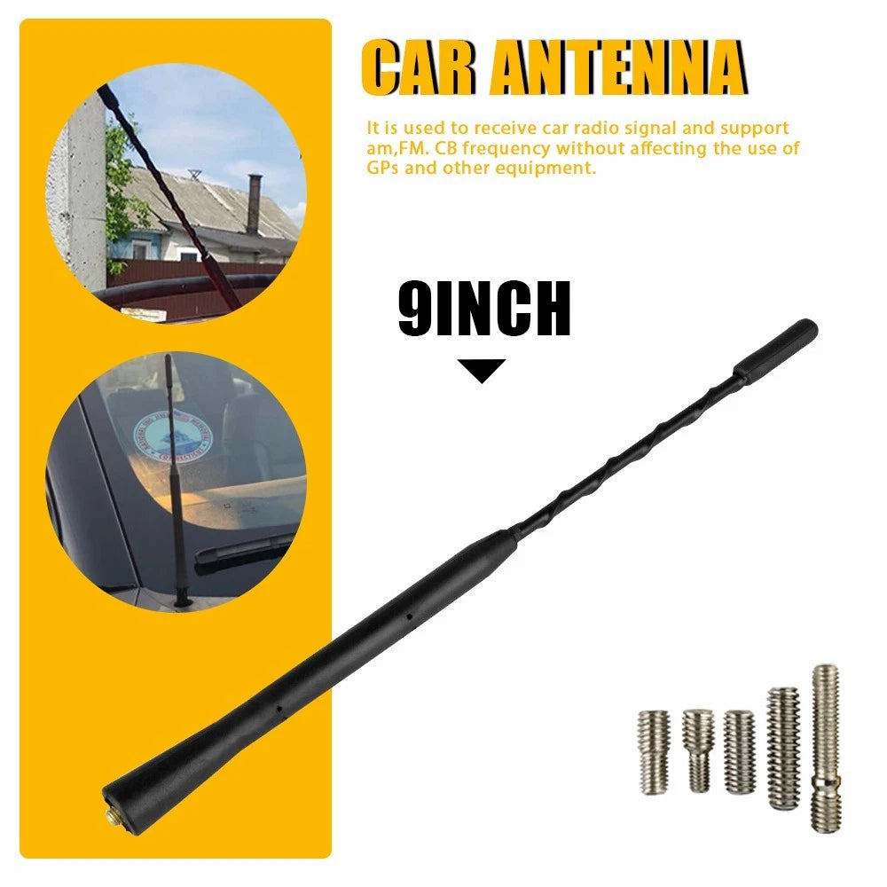 9" Universal Car AM/FM Radio Antenna Signal Long Flexible Roof Mast Aerial SUV