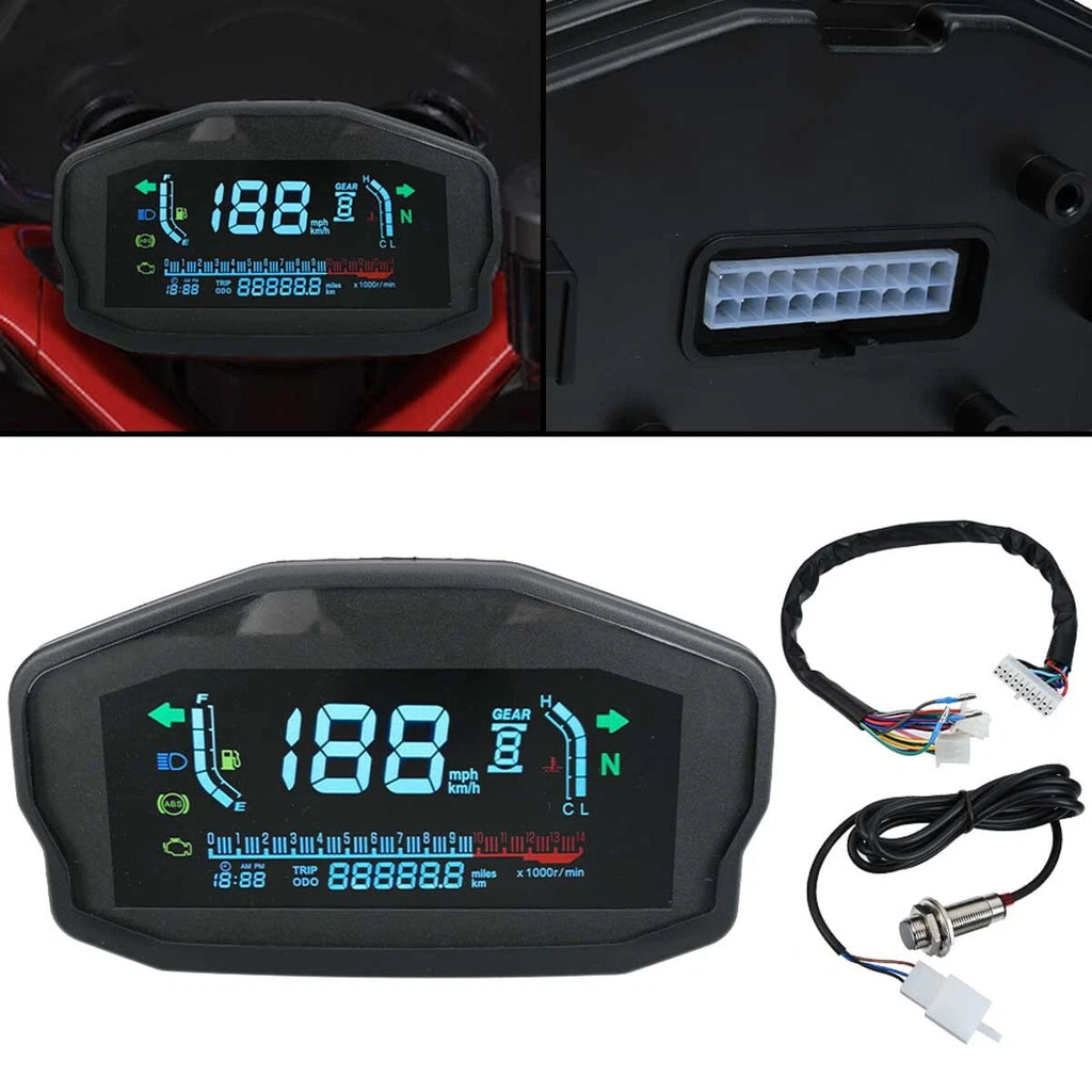Universal Motorcycle Motorbike LCD Odometer Digital Speedometer Tachometer Gauge