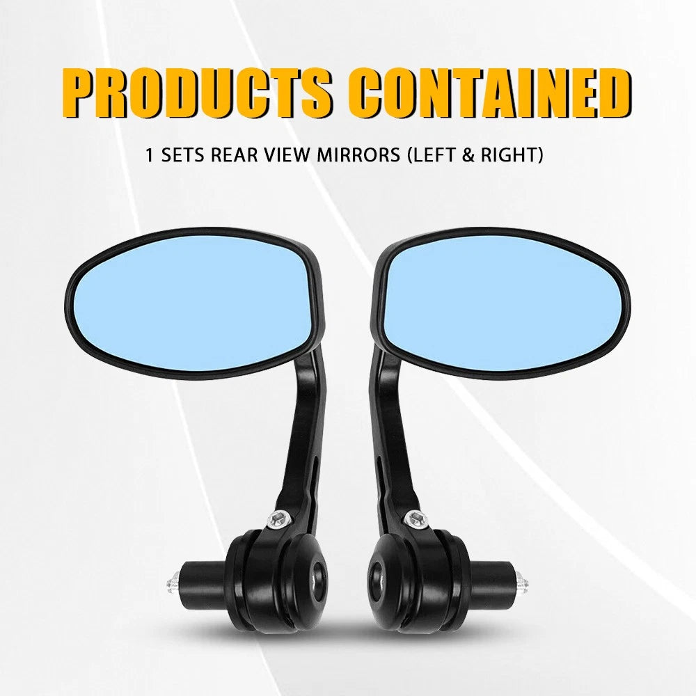 7/8" Bar End Universal Black Motorcycle bike Rear Side View Mirrors Cafe Racer A