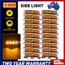 10-100X Chrome Clearance Light LED Side Marker Amber Trailer Caravan 12-24V A A2
