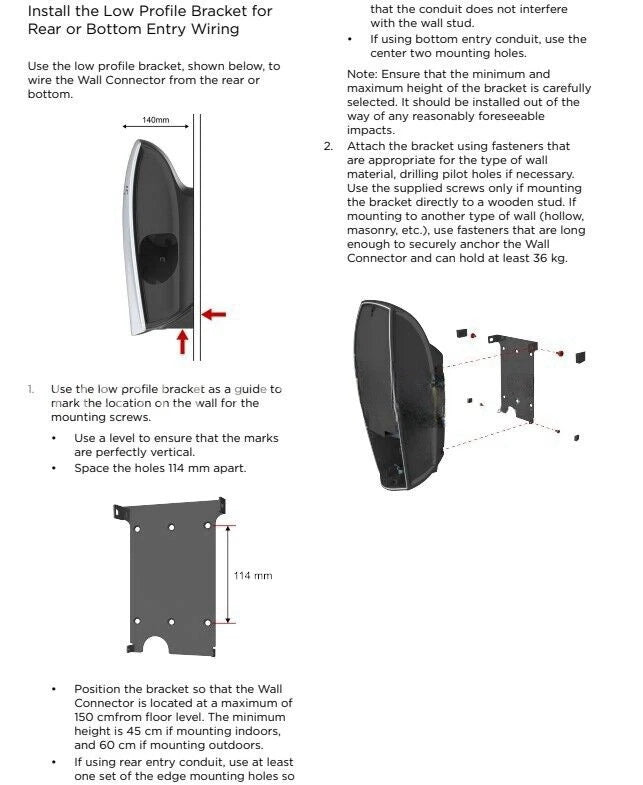 NEW Wall Connector Charger Bracket For Tesla Model 3 S X Y Gen-2 AU Stock