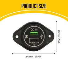 Load image into Gallery viewer, 12-24v TYPE C + QC 3.0A USB LED Surface Mount Panel 12v Outlet Power Socket 12v