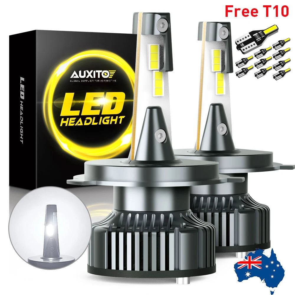 AUXITO H4 HB2 9003 LED Globes High Headlight Low Beam White 24000LM Plug&Play