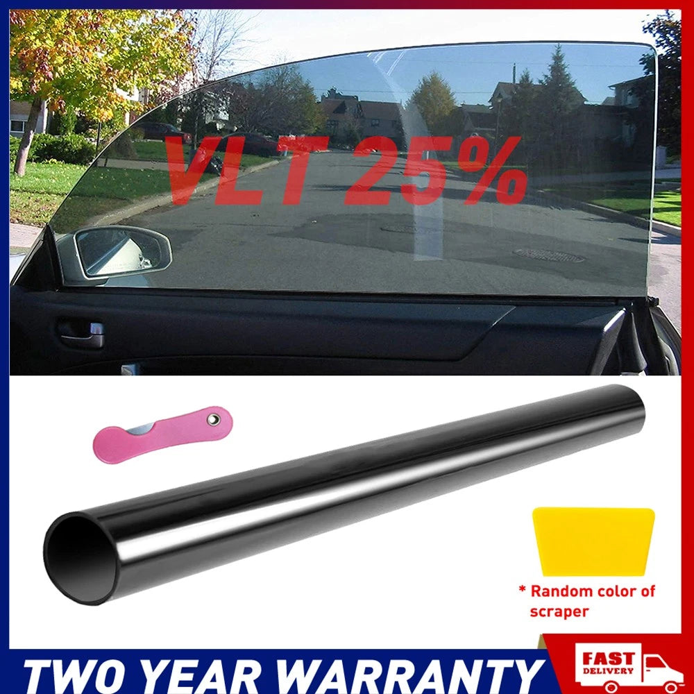 Universal Window Tint Film Black Roll VLT 25% Car Home 75cmX3m Tinting Tools